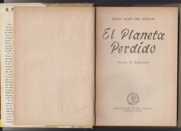 1958 Ciencia Ficcion Planeta Perdido Paul Dallas Tapa Dura 1