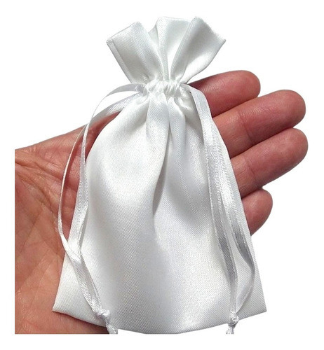 30 Saquinho De Cetim Saco Branco 08x10cm Para Joias Atacado 0