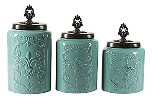 Conjunto Antiguo Azul De Atelier Americano De 3 Botes, 0