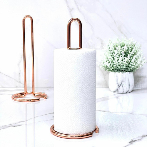 Porta Rollo Papel Cocina Metálico Rose Alto 31cm X Ø14cm 0