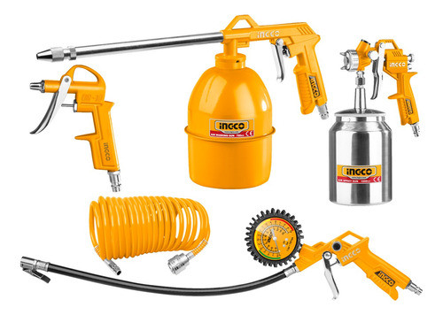 Kit Compresor Aire 5 Pzs Ingco Pistola/sopladora/inflador 0
