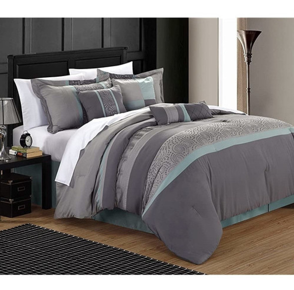 Chic Home 43ck117-an Juego De Edredón Bordado Euforia De 8 P 1 Chic Home 43ck117-an Juego De Edredón Bordado Euforia De 8 P 1