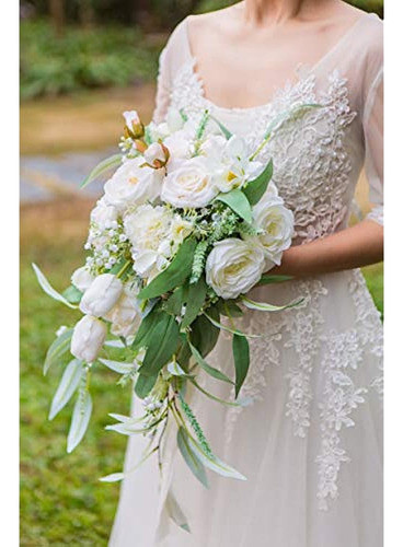 Bencentre 12  White & Greenery Wedding Bouquet Fabric Austin 1