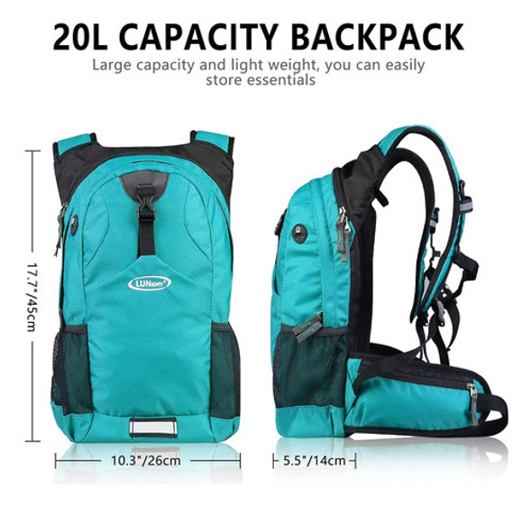 Mochila Senderismo Impermeable Turquesa Hidratacion 2l 1