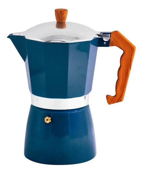 Cafetera Italiana De Aluminio 300ml 6 Tazas Mango De Madera 0