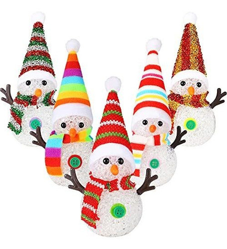 5 Muñecos De Nieve Con Luz Led Navidad Decoración Navideña 0