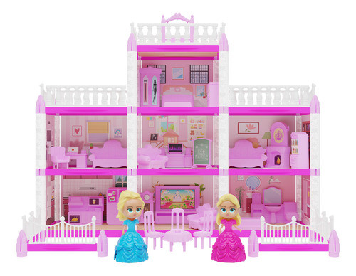 Castelo Da Princesa 240 Peças -3 Princesas-24 Móveis-60x60cm 0
