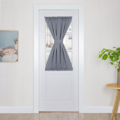 Panovous  Cortinas Para Puerta De Patio, Color Negro 0