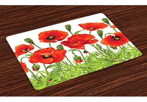 Lunarable Ladybugs Place Mats Conjunto De 4 Bordes Horizonta 0