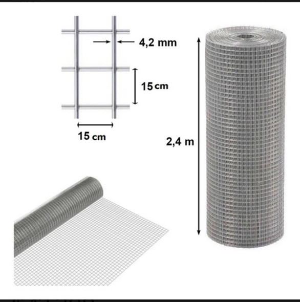 Malla Electrosoldada Piso Hormigon 15x15 4,2mm X 5 Metros 1