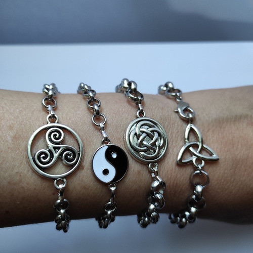 Pulsera Acero Ying Yang Nudo Celta Brujula 1