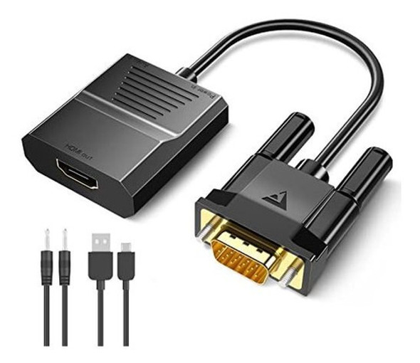 Convertidor Vga A Hdmi Con Audio Hasta 1080p Cable De 0.5m 0
