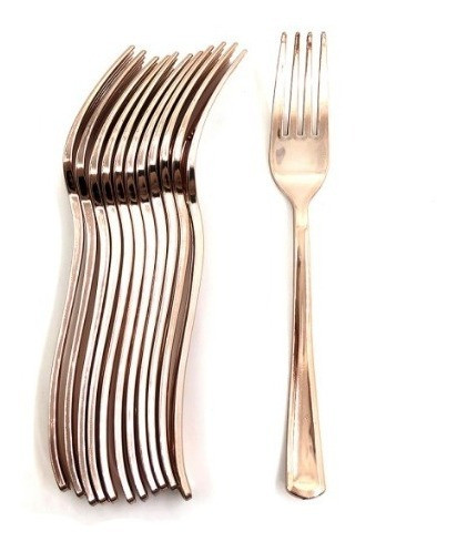 Tenedor Plástico Rosa Oro X 24 U. - Universo Mágico 0