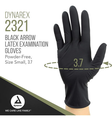 Guantes De Examen De Látex Desechables Dynarex Black Arrow, 1