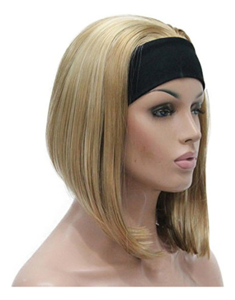 Lydell Corto Recto Rubio Ombre Bob Sintético Diadema Peluca 1