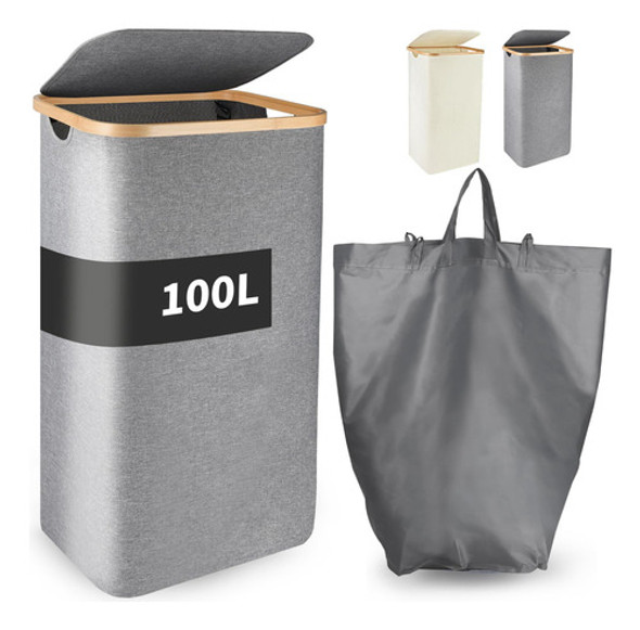 Superorganize Cesta De Lavanderia De 100 Litros Con Tapa, Or 0