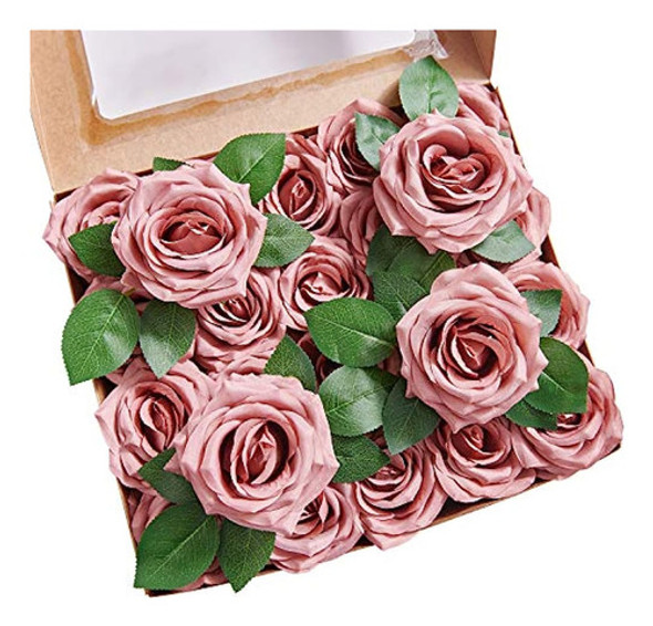Yuzz Rosas Falsas Rosa Polvorienta Rosas Artificiales Flores 0