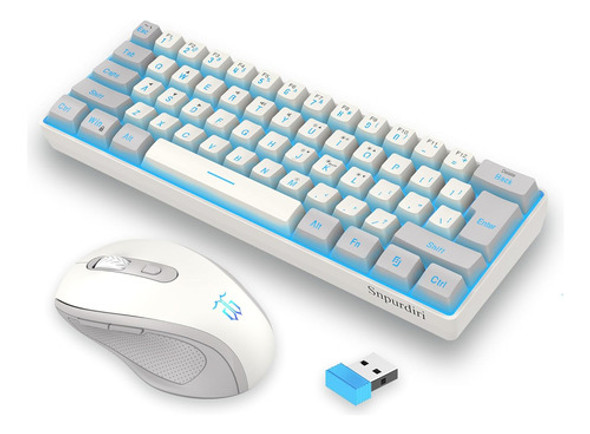 Teclado Gaming Inalámbrico Rgb Y Mouse Ergonómico Gris/blanc 0