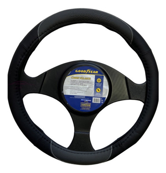 Cubre Volante Goodyear Gris Y Negro  - Cuerina 0