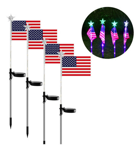 4 Luces De Bandera Estadounidense De Navidad, 4 De Julio, Lu 1
