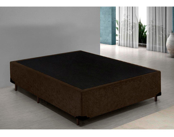 Base Cama Box Solteirão Suede Marrom - 108x198x39 1