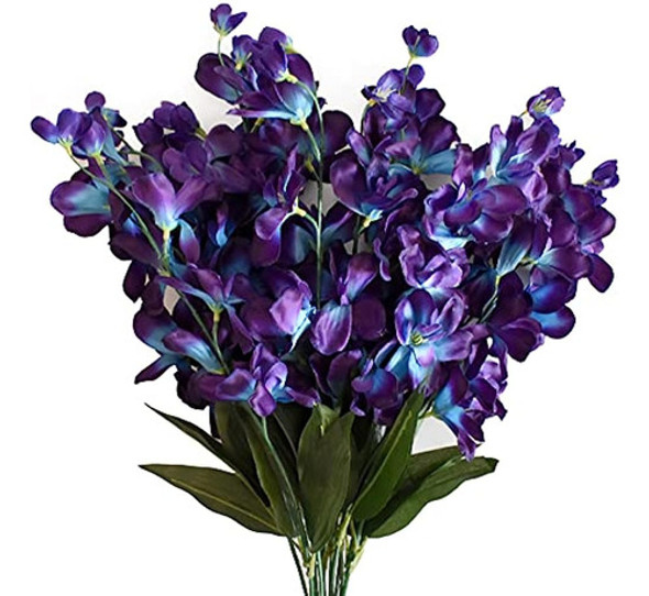 Hokpa 27'' Orquídeas Artificiales Tallos Púrpura Azul Seda T 0