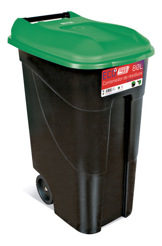 Contenedor Residuos Negro 80 Lts Tapa Verde 400x575x785mm 0
