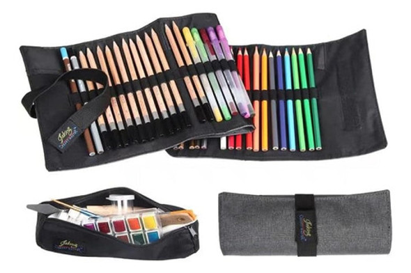 Artist Roll Up Organizer Case-24 Ranuras Envoltura Gris Con 0 Artist Roll Up Organizer Case-24 Ranuras Envoltura Gris Con 0