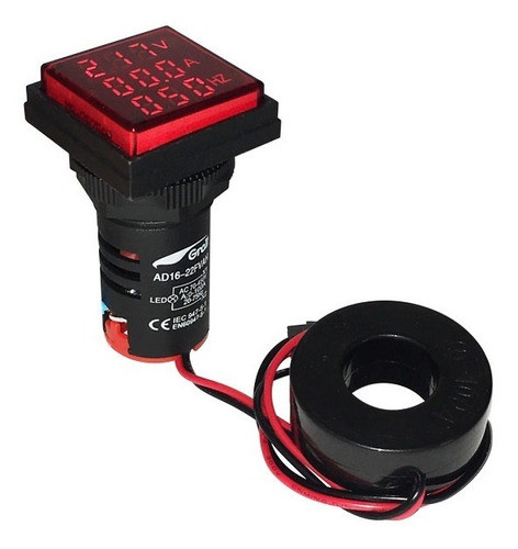 Voltímetro Amperímetro Frecuencimetro Ojo De Buey Rojo 22mm 1