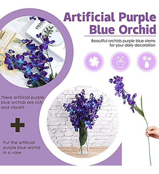 27 Pulgadas Orquídeas Artificiales Moradas Azules Flores Art 1