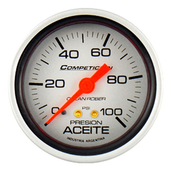 Reloj Presion Aceite 100 Psi Competicion Plata Orlan Rober 0