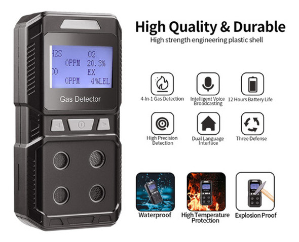 Seesii Detector De Gas Portátil De 4, Monitor De Gas Múlt. 1