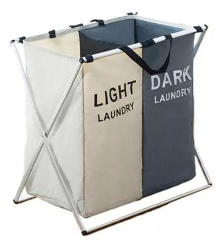 Canasto Ropa Sucia Division Ropa Oscura Blanca Con Tapa 1