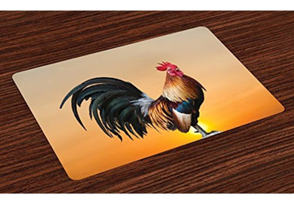 Ambesonne Rooster Place Mats Set De 4 Animales De Pollo En E 0