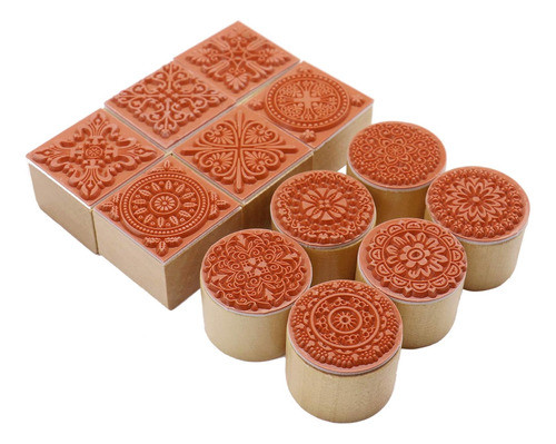 Conjunto De 12 Sellos De Madera Floral Para Scrapbooking 0
