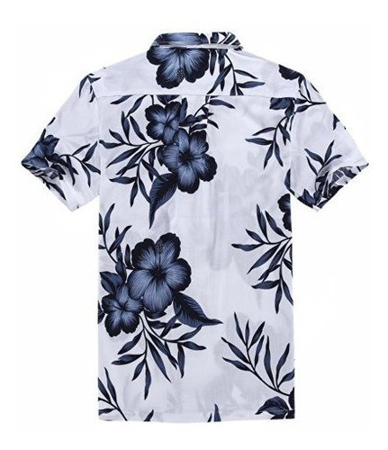 Camisa Hawaiana Para Hombre Palm Wave Camisa Aloha En Azul M 1