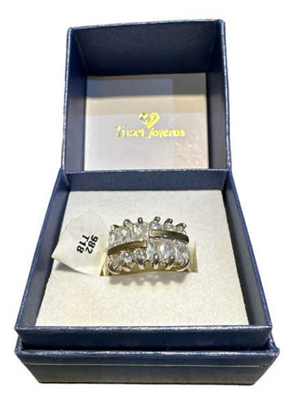 Anillo Plata 925 Y Oro Dublee Con Circonias, T18. Tuset 0