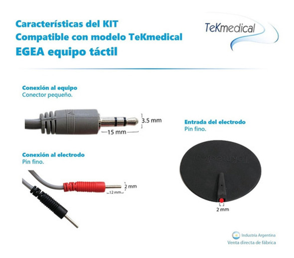 4 Cables, 4 Electrodos De 5cm Y 4 De 10cm - Tekmedical Egea 1 4 Cables, 4 Electrodos De 5cm Y 4 De 10cm - Tekmedical Egea 1