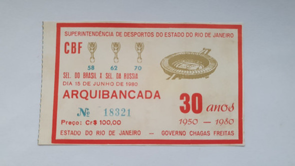 Ingresso Futebol Brasil Urss 1980 Amistoso Maracanã 30 Anos 0