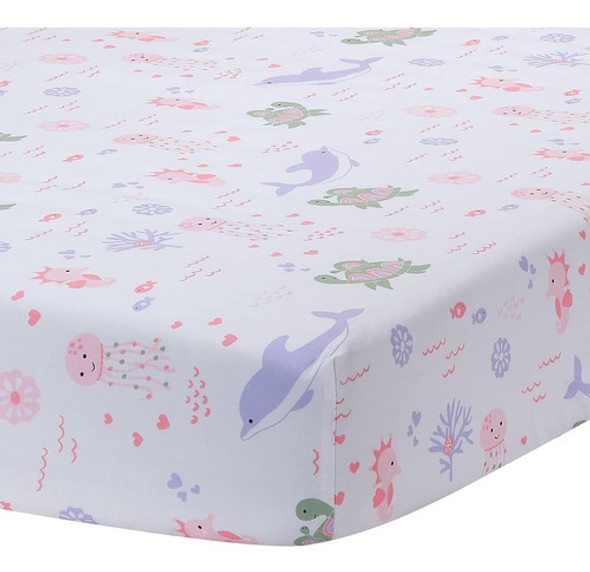 Lambs & Ivy Sea Dreams Sábana De Cuna Blanca Suave 100% Algo 0 Lambs & Ivy Sea Dreams Sábana De Cuna Blanca Suave 100% Algo 0