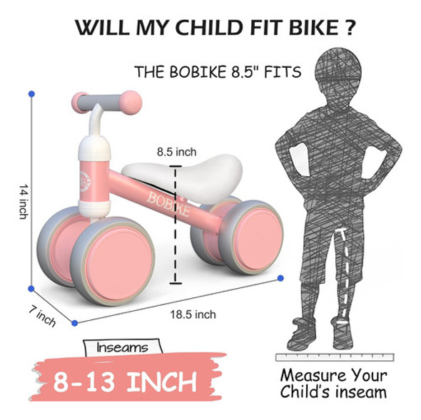 Bicicleta De Equilibrio Para Bebés, Rosa, 4 Ruedas Sin Pedal 1