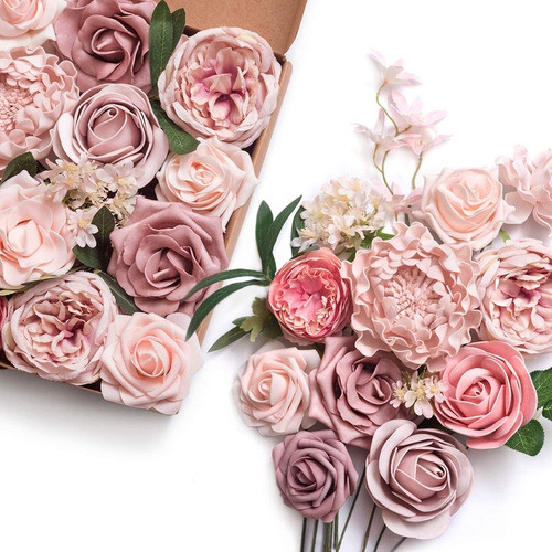Flores Artificiales Pintadas A Mano Idea Ramo De Novia Rosa 0