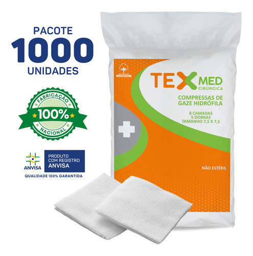 Compressa De Algodão Premium Curativo 1000 Unidades Atacado 1