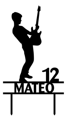 Adorno Torta Topper Guitarrista Cumpleaños Personalizado 0