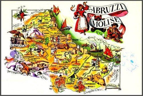 Mapa De Abruzzi Molise - Italia - Lámina 45x30 Cm. 0
