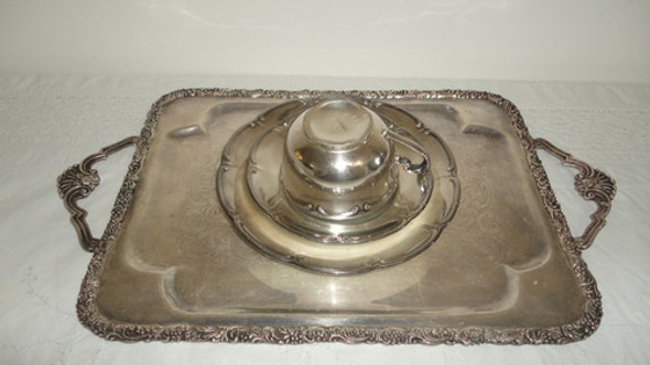 Fino Trio De Te Aleman Antiguo Porcelana Y Plata Miralo 1