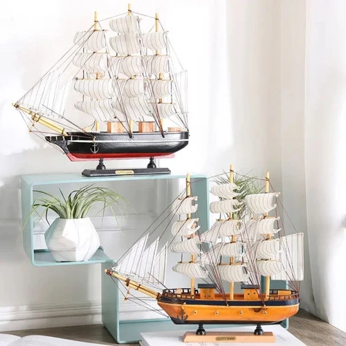 Navio Preto Veleiro Mini Barcos Pequeno Presente Decoração 1