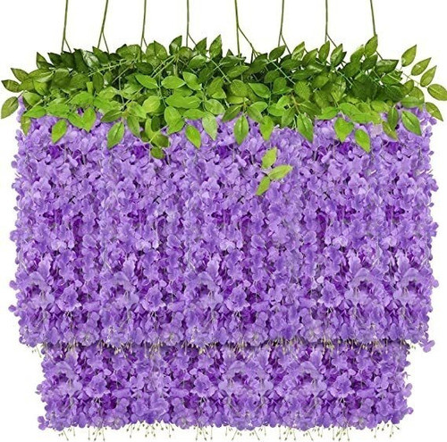 Paquete De 8 Flores Artificiales Colgantes Morado 0