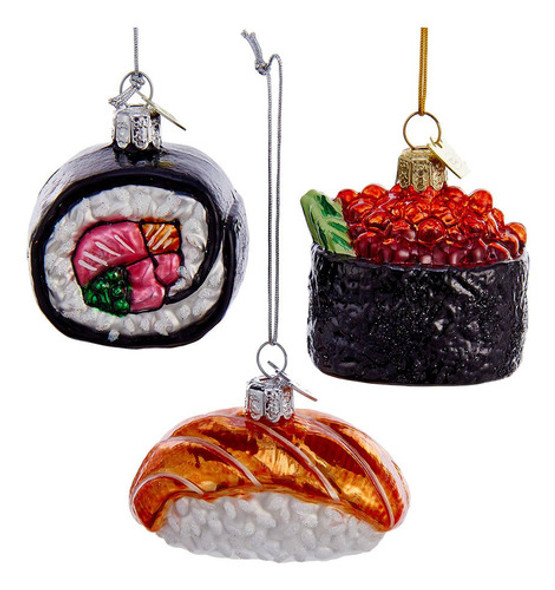 Kurt Adler 3 Rollos De Sushi Surtidos De Cristal Con Gemas N 0