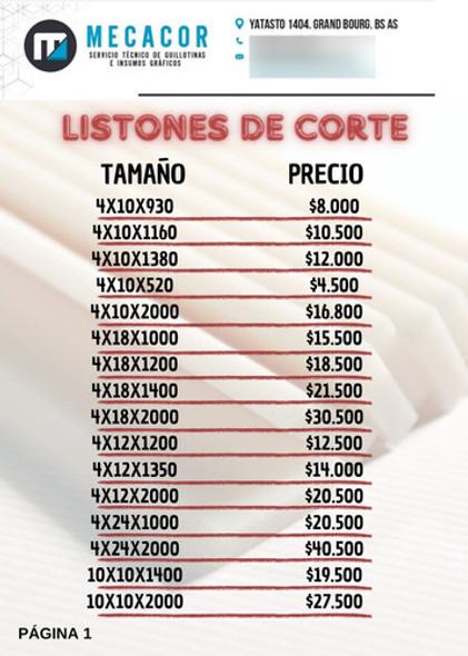 Liston De Corte Base De Guillotina 18x4x2000mm De Largo 1